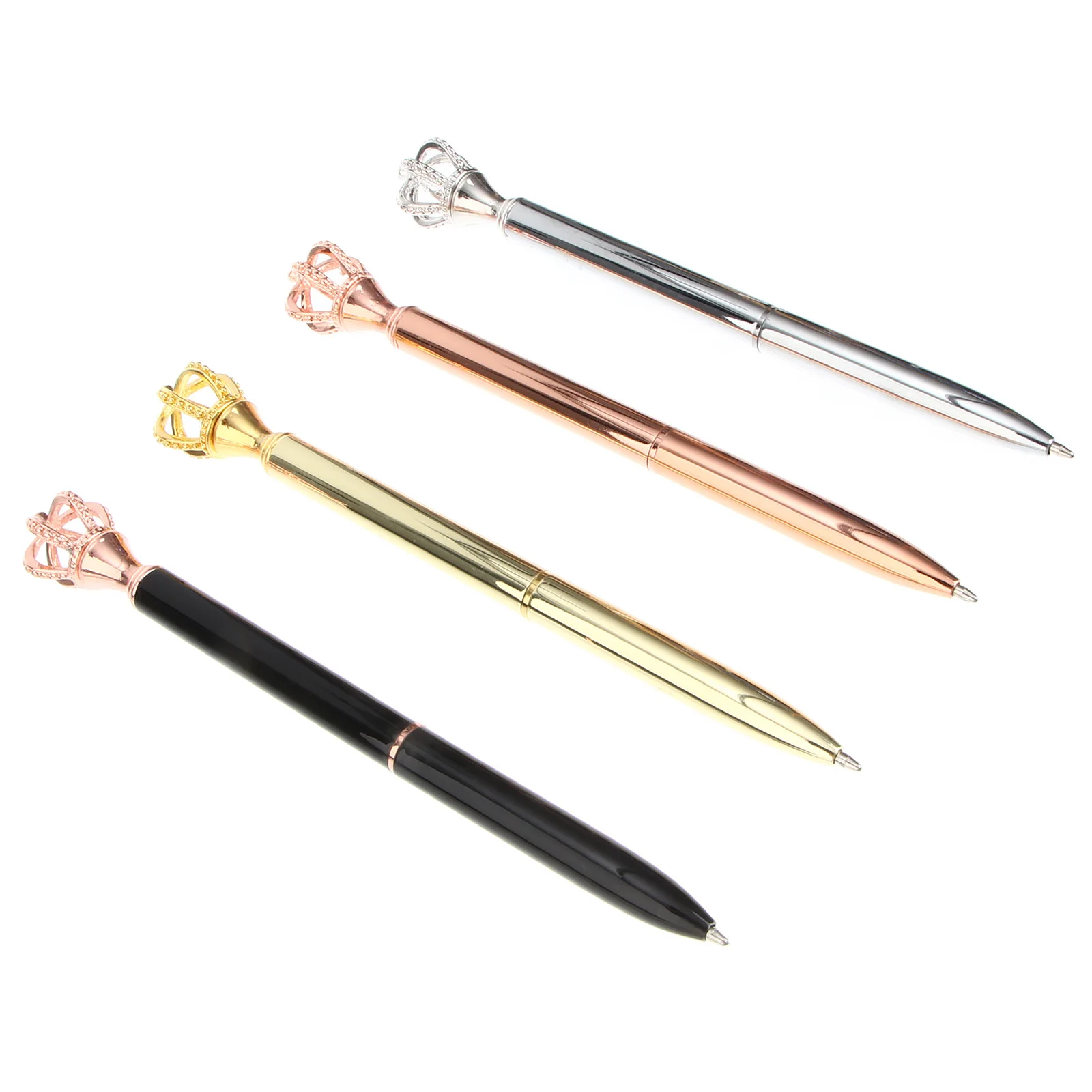 

4Pcs Metal Gel Pen Creative Crown Head Design for Kids Students Study Smooth Ink Writing Gift Stationery Set Gel Pen Crown