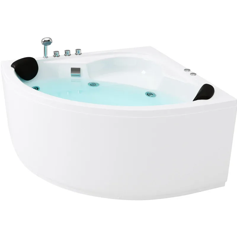 #Acrylic Bathtub, Fan-Shaped Triangle Smart Thermostatic Surfing Massage Tub, Compact Home Use, Hotel and B&B Suitable