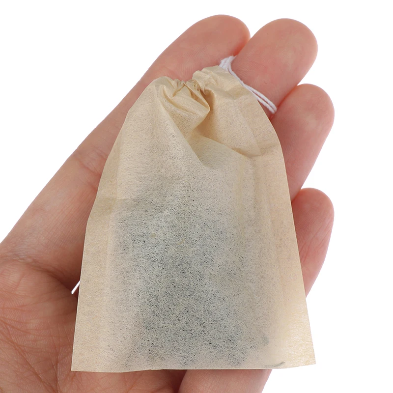 B*New Tea Bag 100Pcs Teabags Biodegradable Paper Drawstring Eco-Friendly Filter Empty Tea Bags Loose Leaf Powder Herbal Medicine