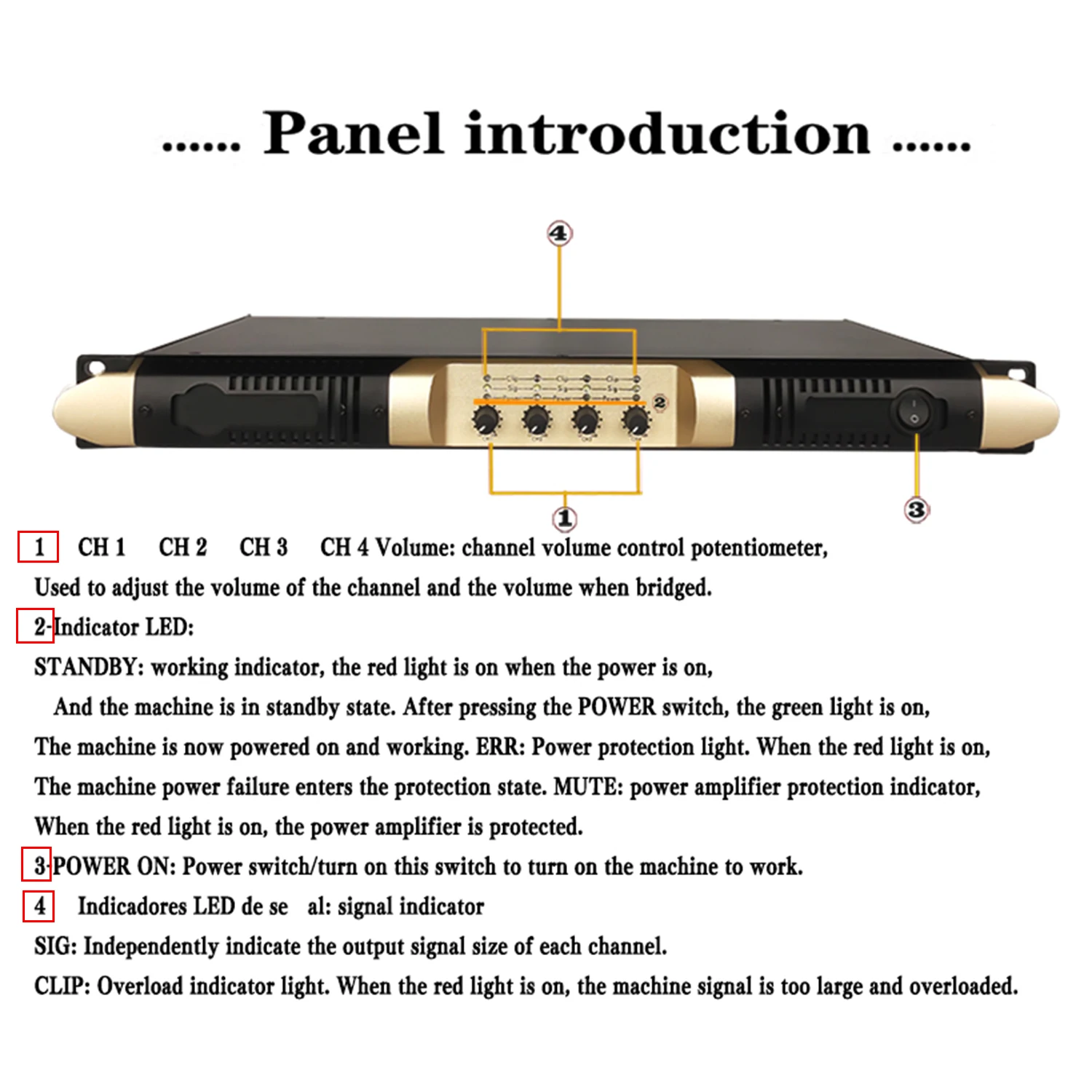 Paulkitson P410 4Channel Professional Digital Power Amplifier 1000W Class D Audio Amp DJ Subwoofer For Karaoke Stage Performance