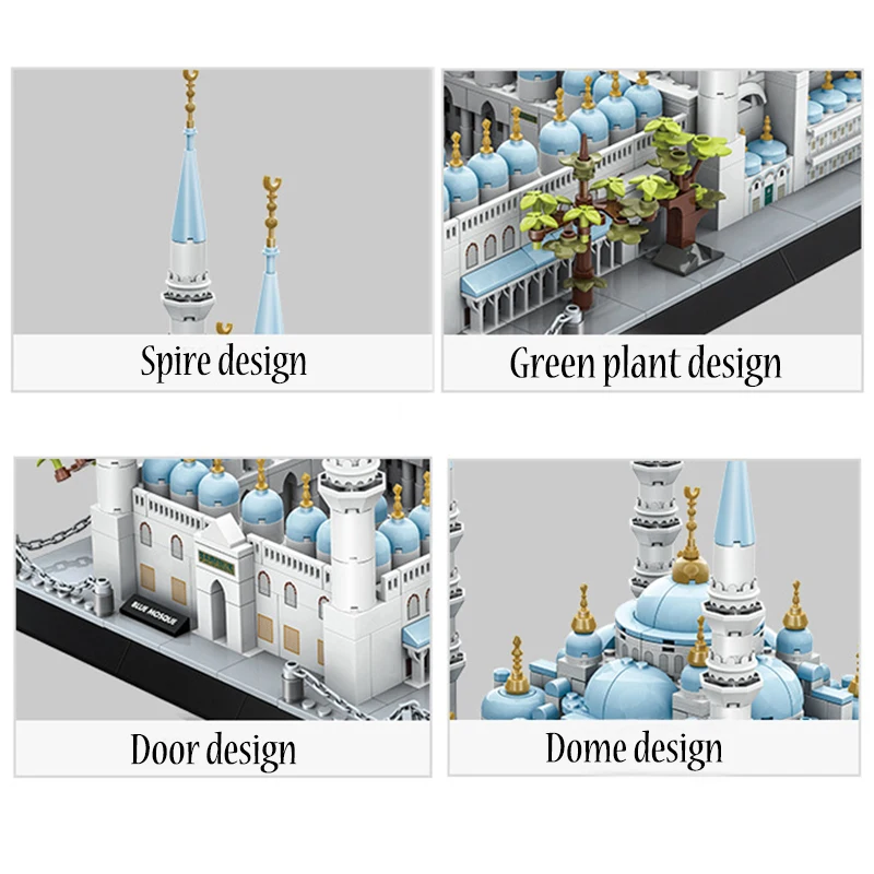 جديد 1129 قطعة المسجد الأزرق اسطنبول العمارة اللبنات عدة مشهد الشارع نموذج الطوب اللعب سطح المكتب الديكور هدايا الاطفال