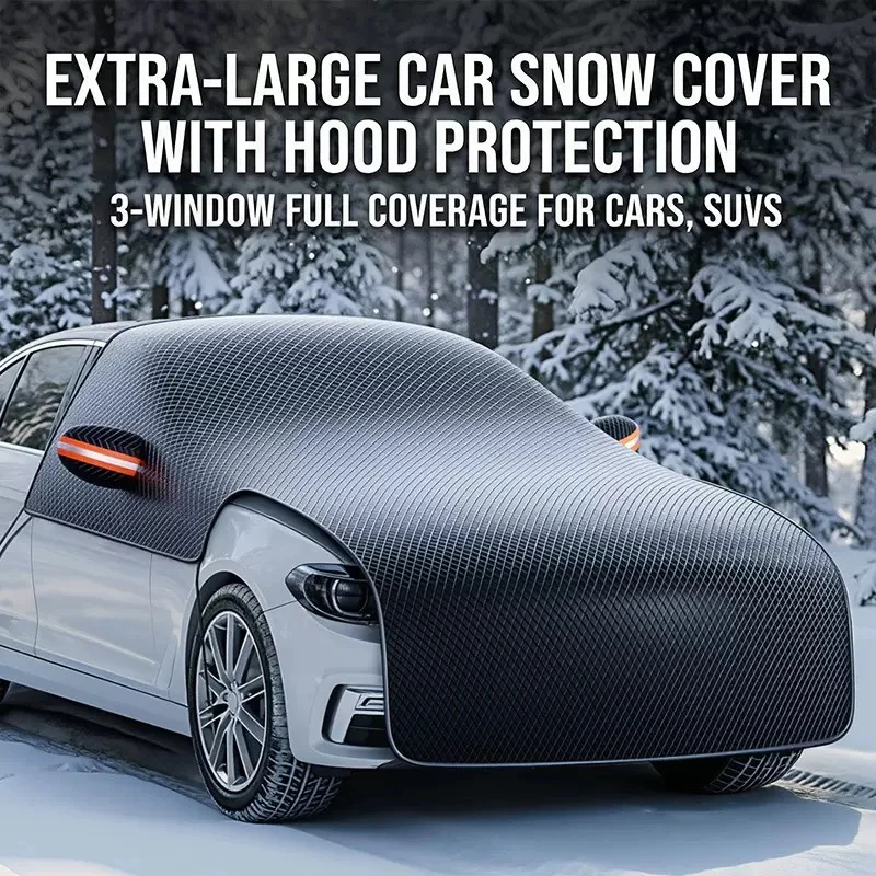 Auto-Windschutzscheiben-Schneeabdeckung Sonnenschutz Vier Jahreszeiten Anti-UV Frost Staub Eis Schutz Universell Passend für die Meisten Autos – Detail 6