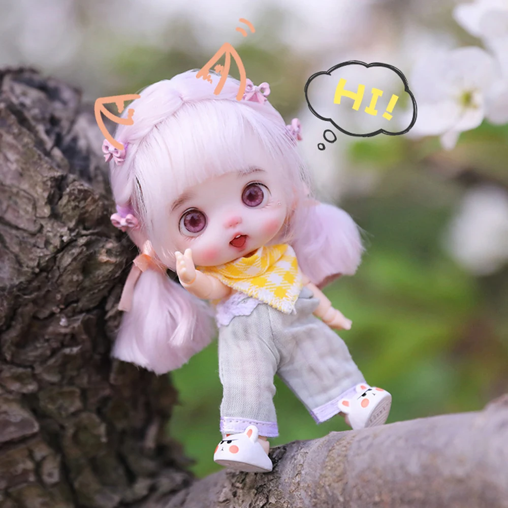 

H01-A222 children handmade toy 1/12 bjd ob11 GSC P9 UF doll clothes Cute diagonal shoulder strap pants set