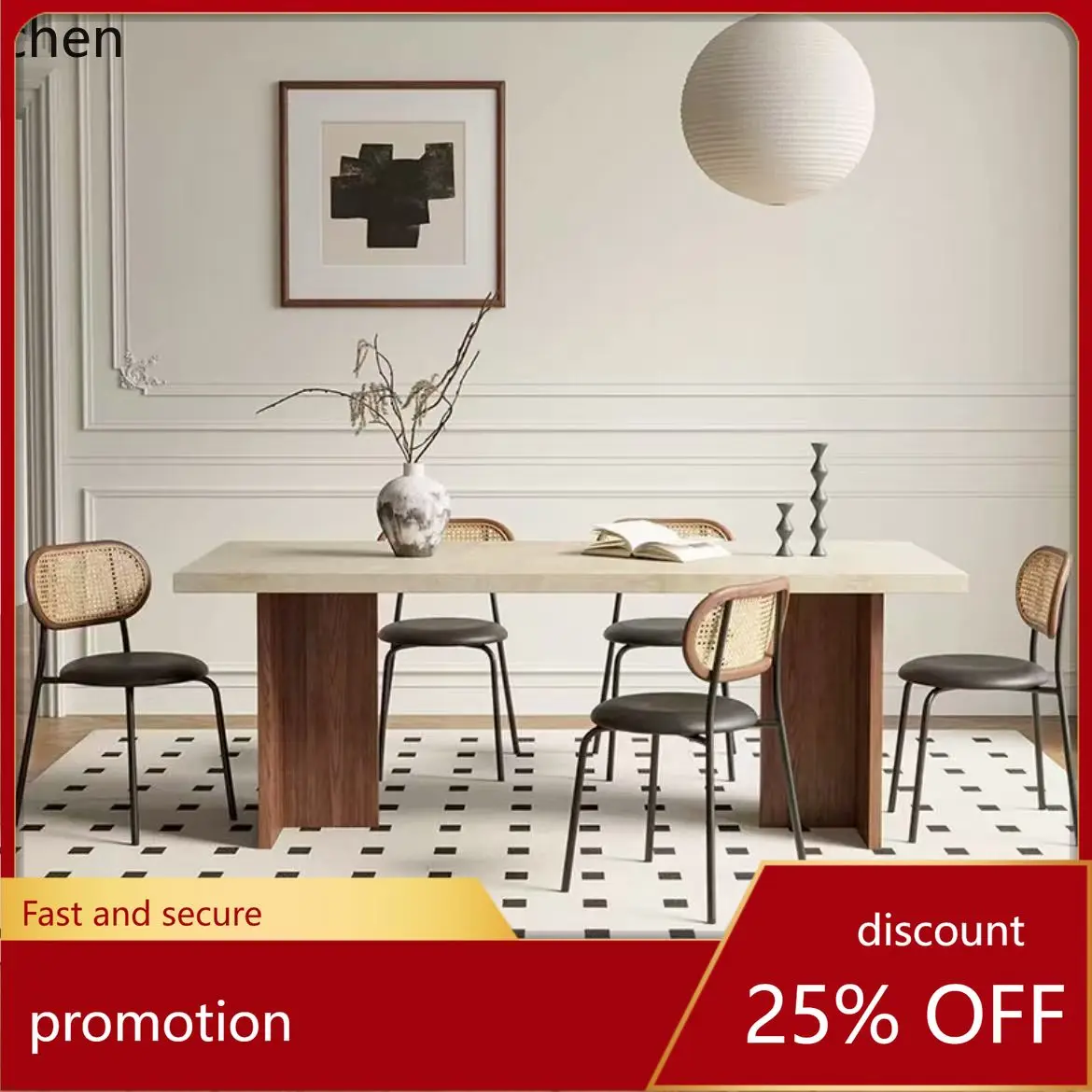 ZML Dining Table Home Modern Dining Table Small Apartment Retro Rectangular Dining Table and Chair Set