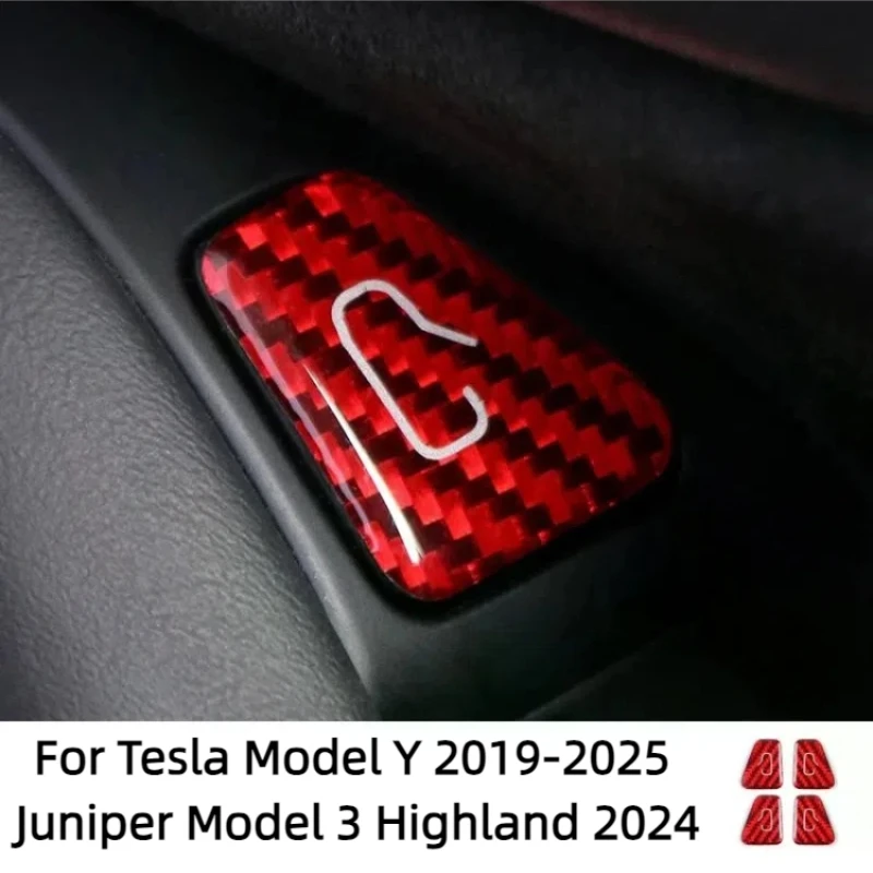 

For Tesla Model Y 2019-2025 Juniper Model 3 Highland 2024 Carbon Fiber Car Interior Door Switch Button Trim Stickers Accessories