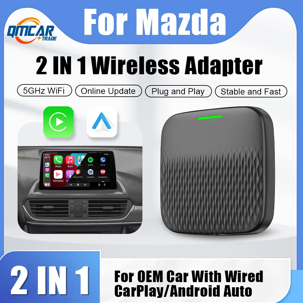 2024 Wireless Android Auto Carplay Box 2In1 WiFi Bluetooth Plug and play For Mazda CX‑5 CX‑9 MX‑5 CX‑3 CX30 MX‑30 CX‑90 Mazda6