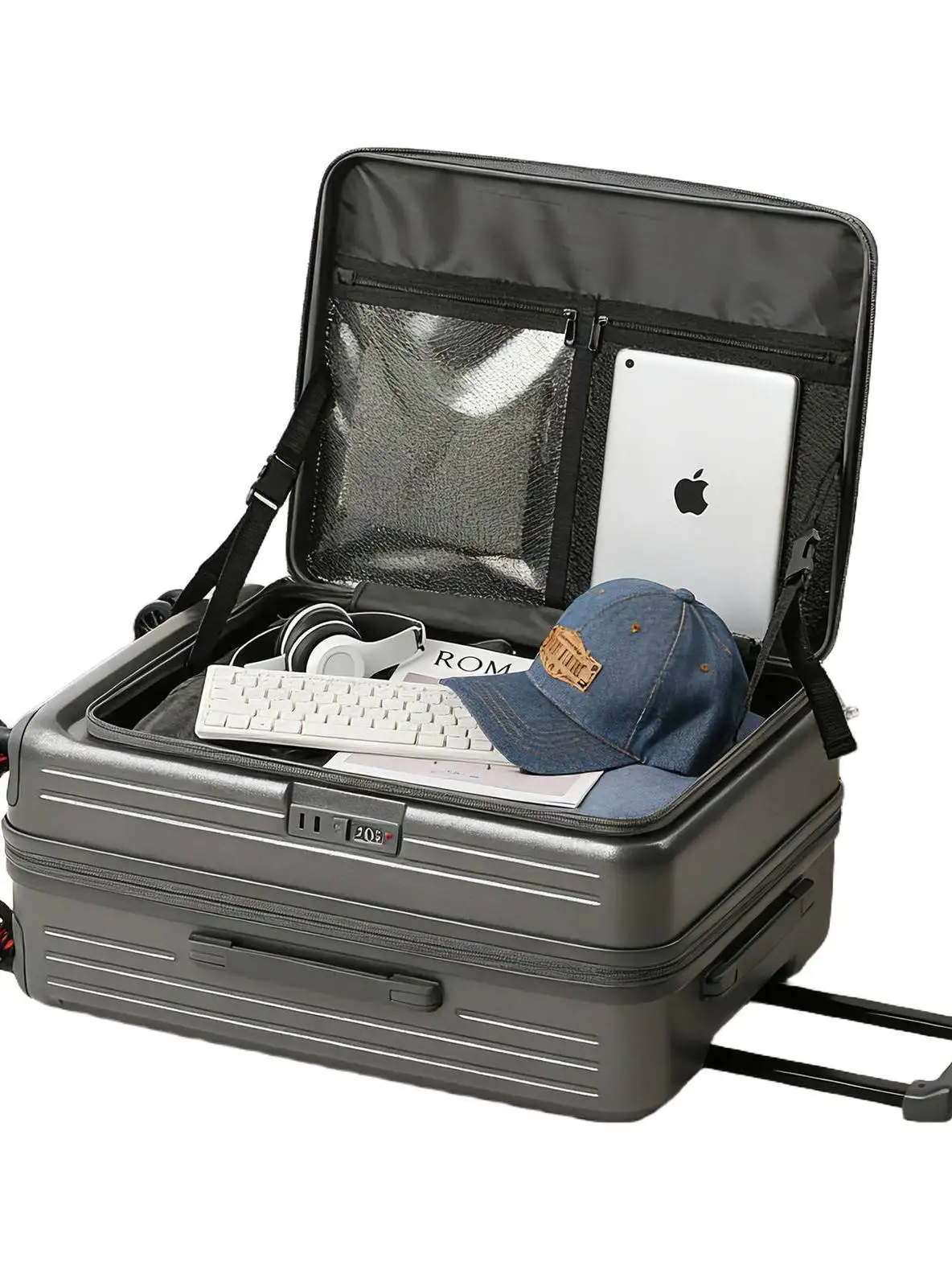 High-Quality Expandable Luggage Side-Opening Large Capacity Carry-On Suitcase Silent Travel Bag Business Elite Style PC Material
