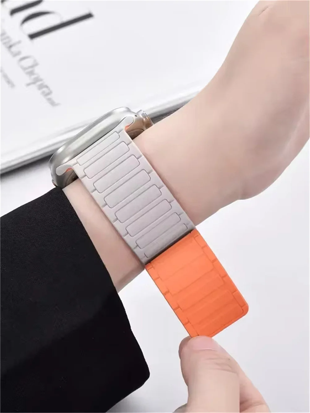 حزام سيليكون مغناطيسي لساعة أبل 46 مللي متر 42 مللي متر 49 مللي متر 45 مللي متر 41 مللي متر 44 مللي متر 40 مللي متر الفرقة ل IWatch Ultra 1-3 Series 11 10 9 8 7 6 SE 5 4
