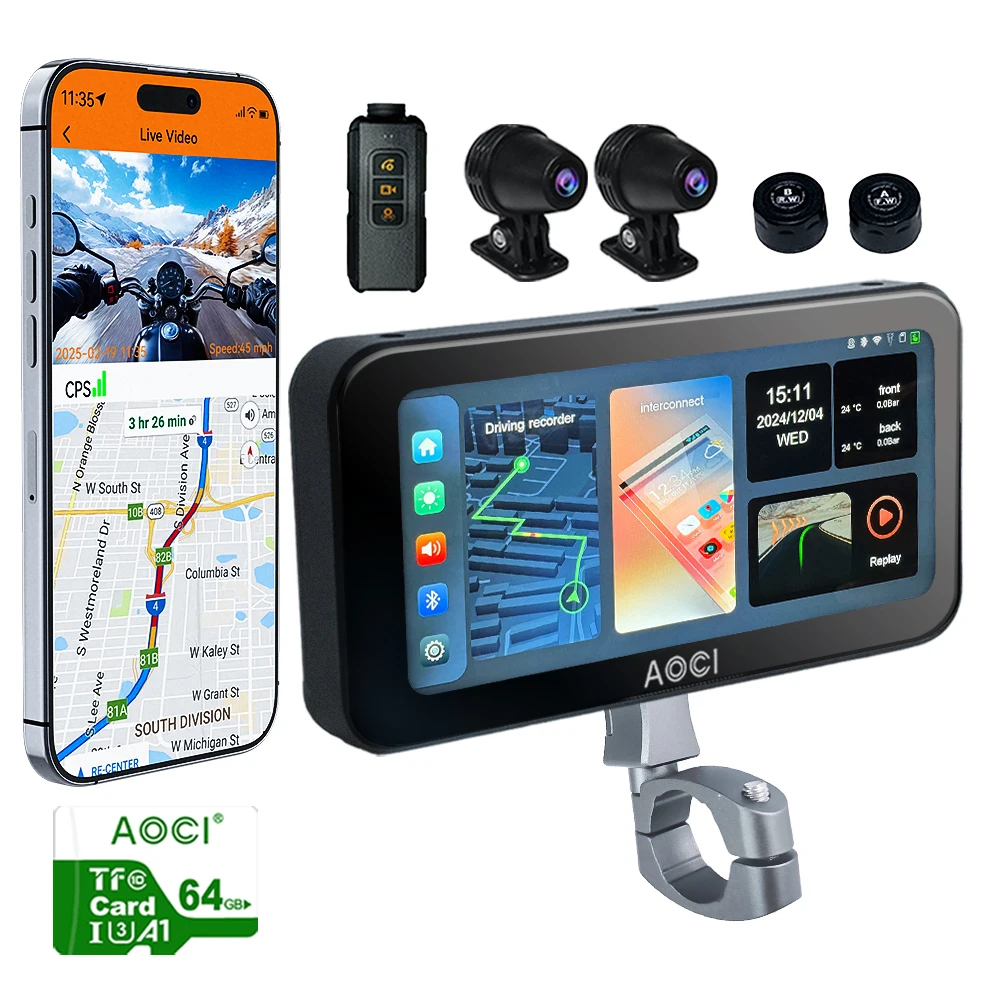 Aoocci C6PRO PS Carplay 6,25 Zoll für Motorräder mit Kabellosem CarPlay & Android Auto, GPS-Navigation für Motorräder, Dual-Bluetooth