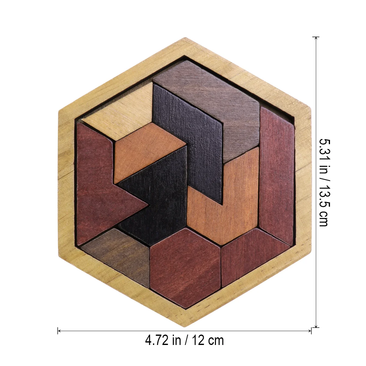 12 pcs Hexagon Tangram Jigsaw Puzzles Wooden Puzzle Games Brain Puzzles For Kids Kid's Puzzles Wooden Toys For Children