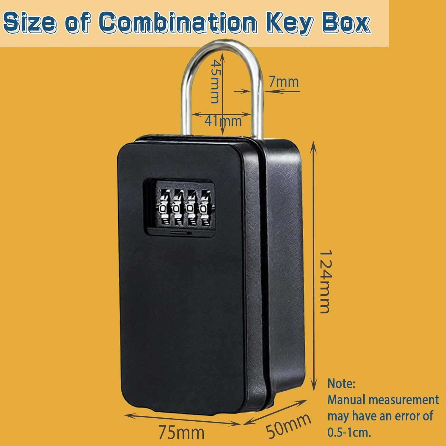 Full Alloy 4 Digit Password Key Lock Box with Anti-Drop Tray Holds Car Keys Cards Combination Key Safe with Built-in Hook