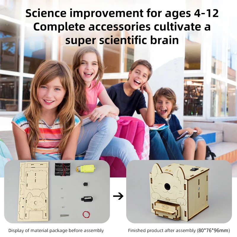 Diy apontador de lápis elétrico modelo brinquedos technologia ciência kit ferramenta experimental educacional jogos de quebra-cabeça de madeira para crianças