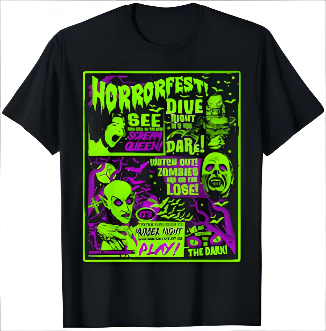 Vintage Horrorfest Halloween Movie Poster Old Time Horror T-Shirt