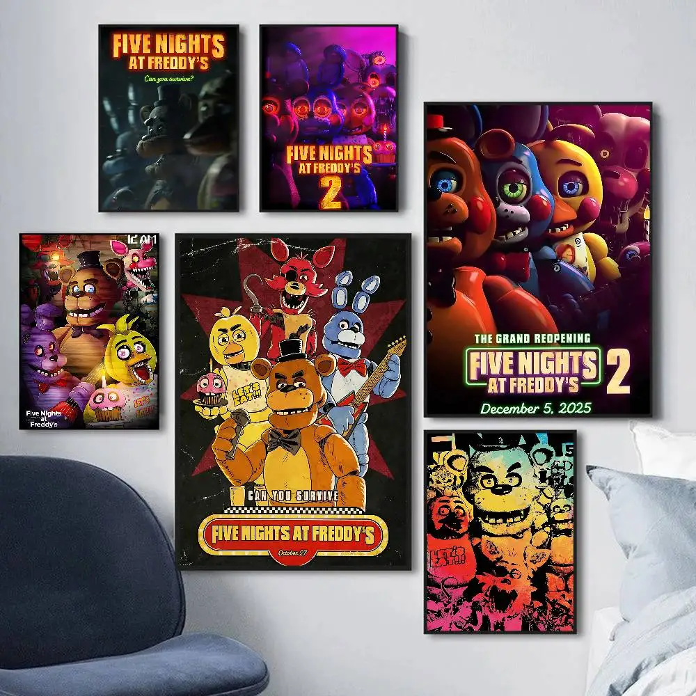 Fnaf F-Five-nights-At-F-Freddys Game Whitepaper Poster HD Quality Poster Wall Art Painting Study Room Wall Decor