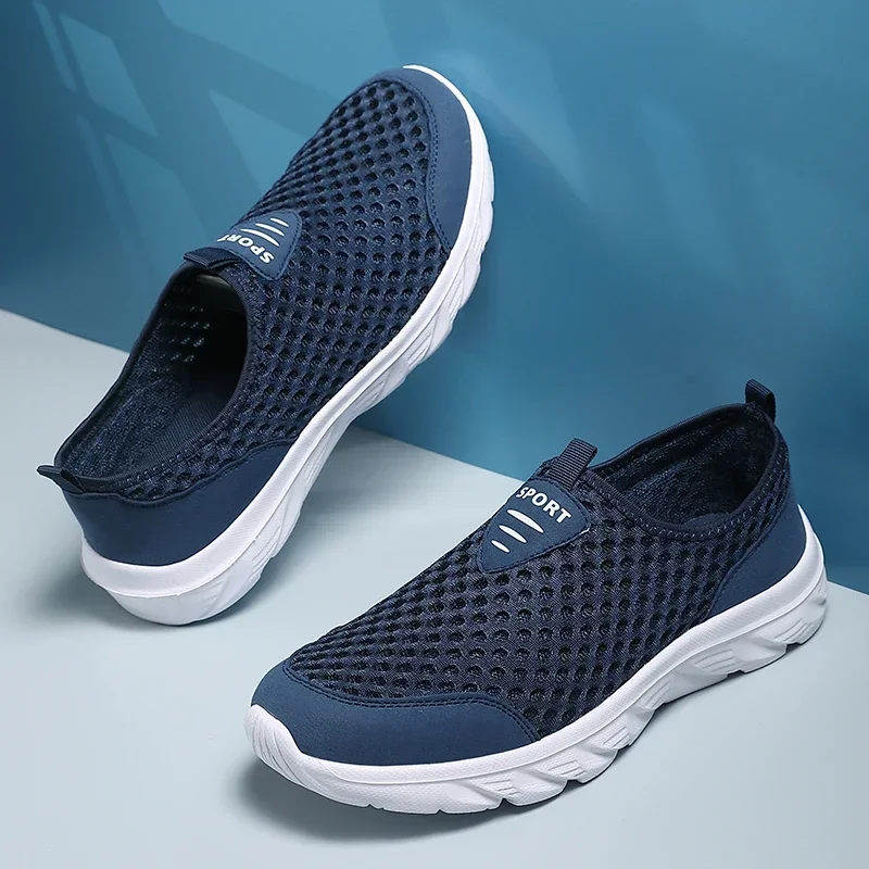 Zapatillas de correr clásicas transpirables para hombre y mujer, zapatos de malla cómodos y ligeros para exteriores, Tenis sin cordones para caminar