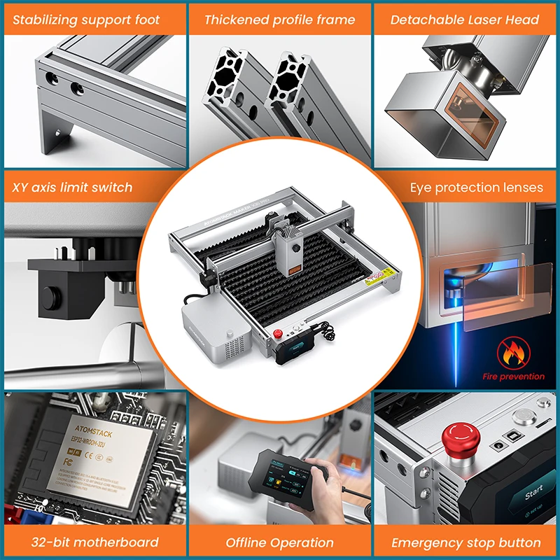 ATOMSTACK X30 Pro 160W Laser Engraving and Cutting Machine DIY Making CNC Metal Glass Marble Engraving Machine APP Control