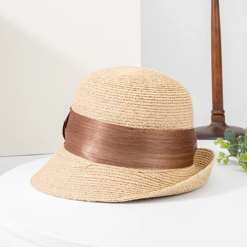 Raffia Hat Unisex Silk Linen Decorative Short Brim British