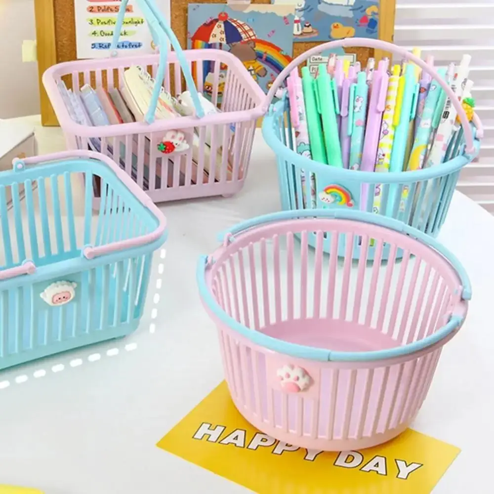 New Mini Desktop Storage Basket Sundries Storage Stationery Cosmetic Organizer Box Large Capacity Hand Basket