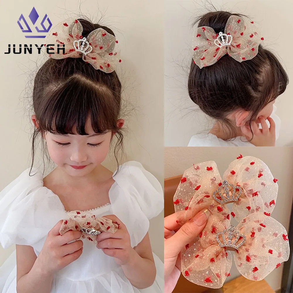 

Baby Girls' Cute Hair Accessories Mesh Bow Hairpin Sweet Princess Hair Clips Children's Crown Headdress For Kids