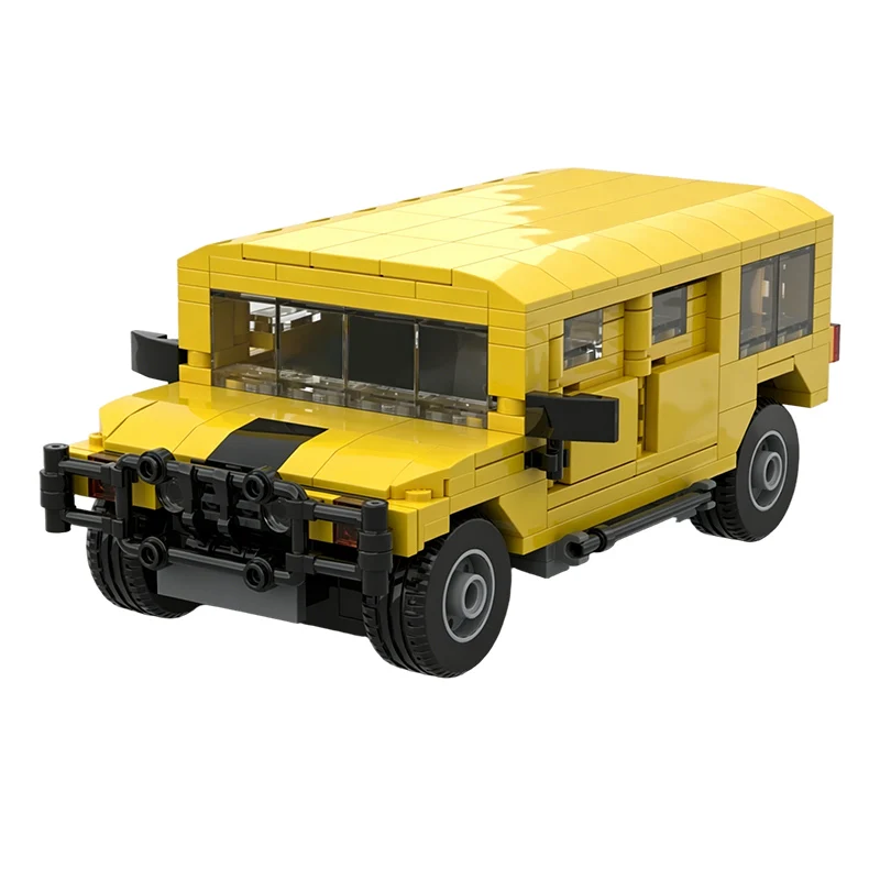 H1 Yellow Off-Road Vehicle Model MOC Building Bricks War Equipment Modular Technology Gifts Holiday Assemble Children Toys Suit