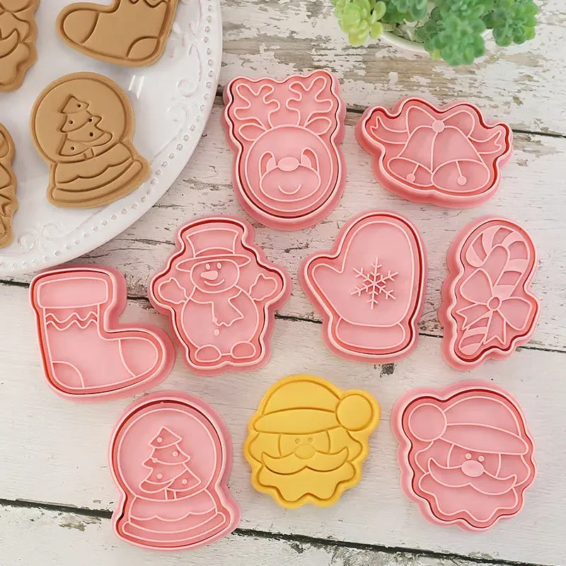 Christmas Cookie Mold Cartoon Santa Gingerbread Man Christmas Tree Cookie Cutting Die Baking Mold Fondant Cake Decorating Tools