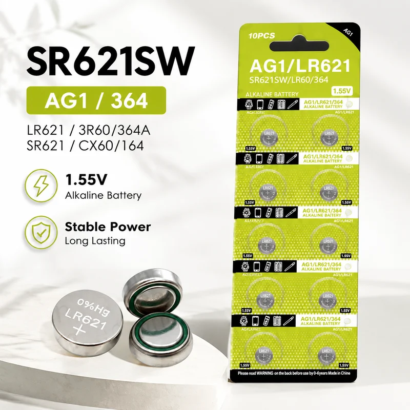 Alkaline Button Cell Battery LR621 AG1 1.55V SR621SW 364 363 164 L621 CX60 Coin Battery for Watch Clock Remote