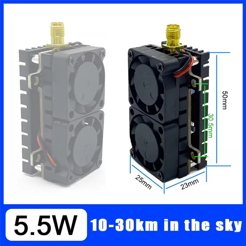 ABSQ-5.8Ghz 5.5W جهاز إرسال الفيديو VTX 48CH 200Mw/500Mw 1000Mw/5500Mw قاذفة الطاقة القابلة للتعديل لطائرة سباق FPV طويلة المدى بدون طيار