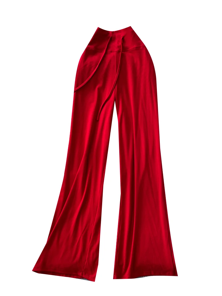 Pantalon de sport décontracté taille haute, Dstring, jambes larges, droit, Yoga, Design d'automne, taille élastique, coupe ample pour dames