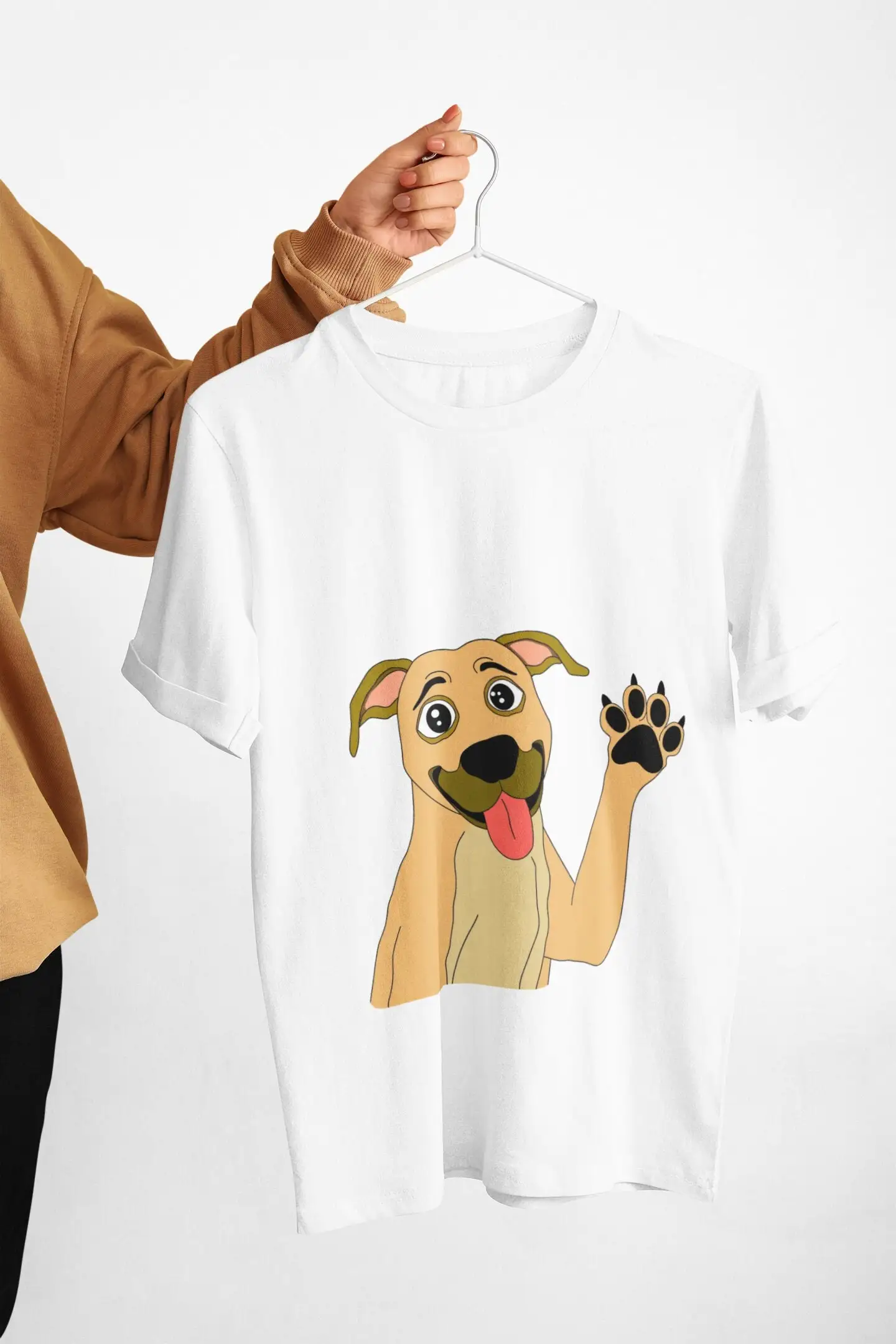 Adorable Cartoon Dog T Shirt Top Pet Lover Idea for Her Him Animal Playful Pup Design Comfort Fit