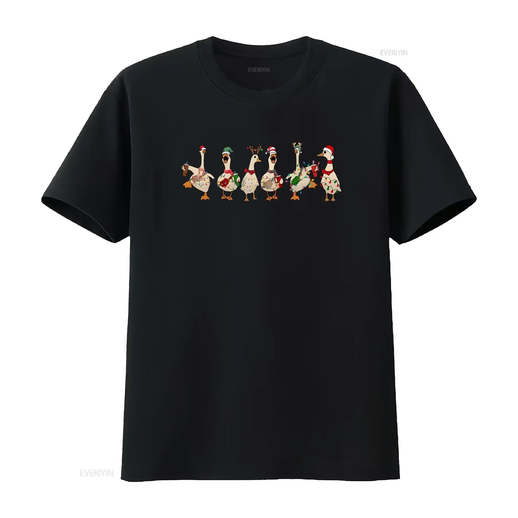 Ducks Christmas Light SweaT T Shirt Santa Merry Duck Lover Xmas Family Apparel Animals Farm  vintage Washed Stylish Breathable