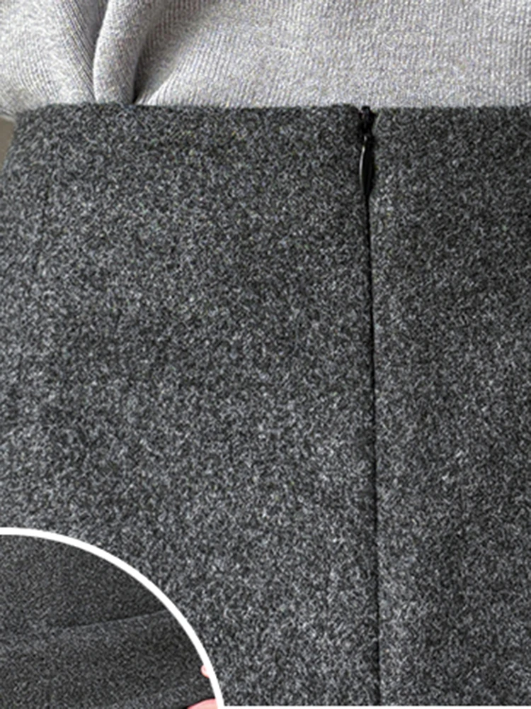 Autumn Winter Black Warm Woolen Skirts Shorts For Women High Waist Casual Thicken Slim Mini Pencil Skirts Lady