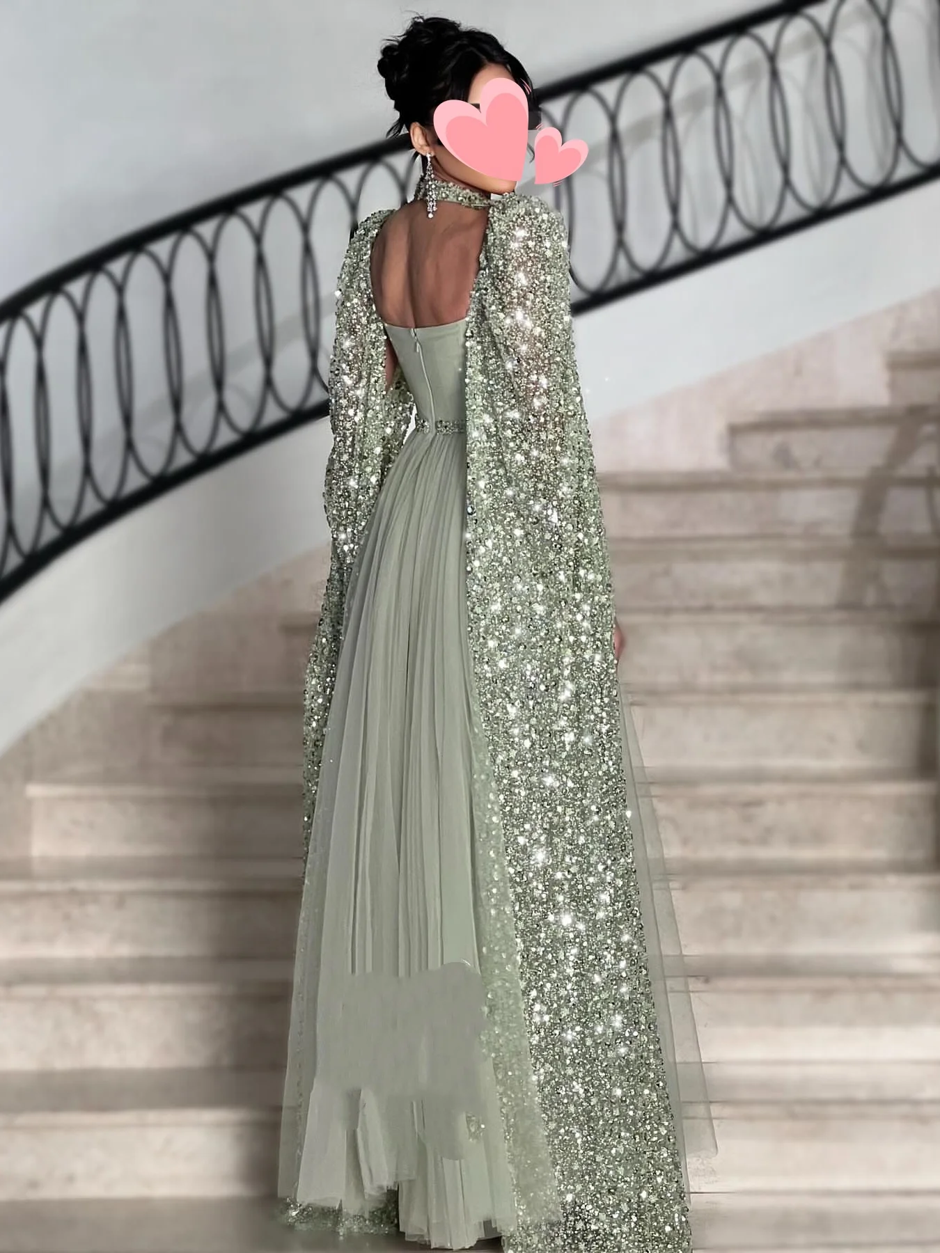 Oisslec Vestidos de fiesta Elegante Vintage Dulce Cuentas verdes Encaje Elegante Personalizado Ocasión formal Vestido de fiesta Vestidos de fiesta de noche