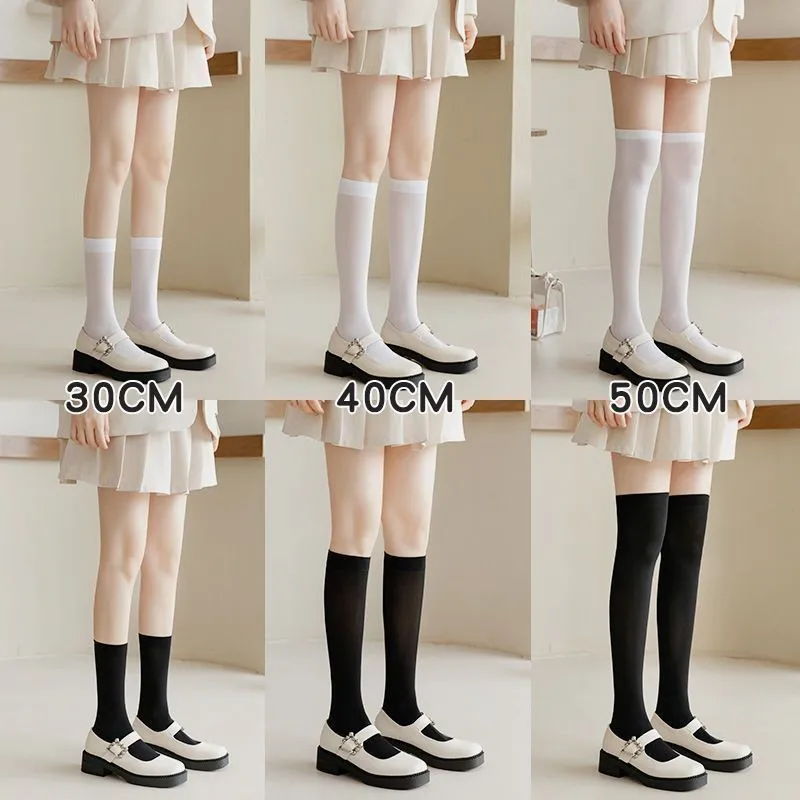 

Бархатные женские носки до середины икры, носки для похудения, носки Jk, черные гольфы средней высоты в японском стиле