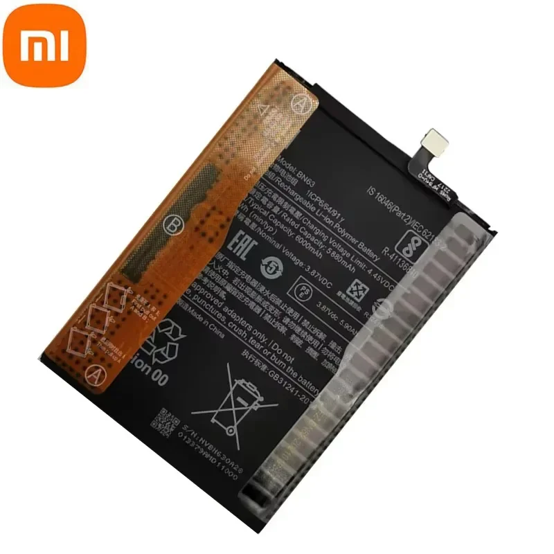 100% Original New High Quality Replacement BN63 6000mAh Battery For Xiaomi RedMi 10 / 10 PRIME Phone Rechargeable Batteries