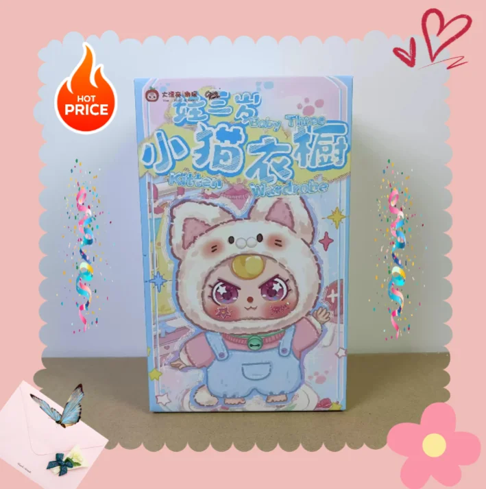 Babythree New Release Kitten Kleiderschrank Plüsch Vinyl Blind Box Sammlerstück – 6 Stück/Set trendige Geburtstagsgeschenkpuppe
