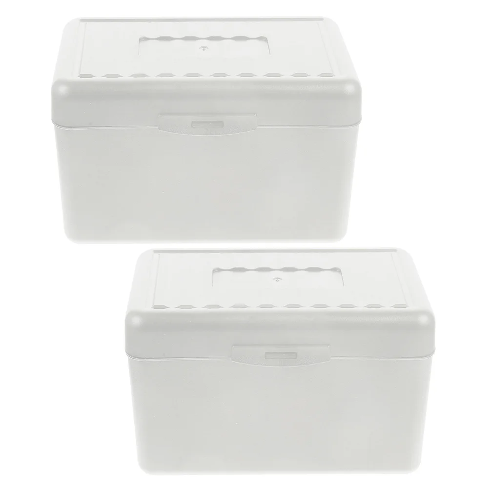 

2Pcs Business Card Box Client Record Organizer Large Capacity Storage Case Office Accessory Portable Cards Holder