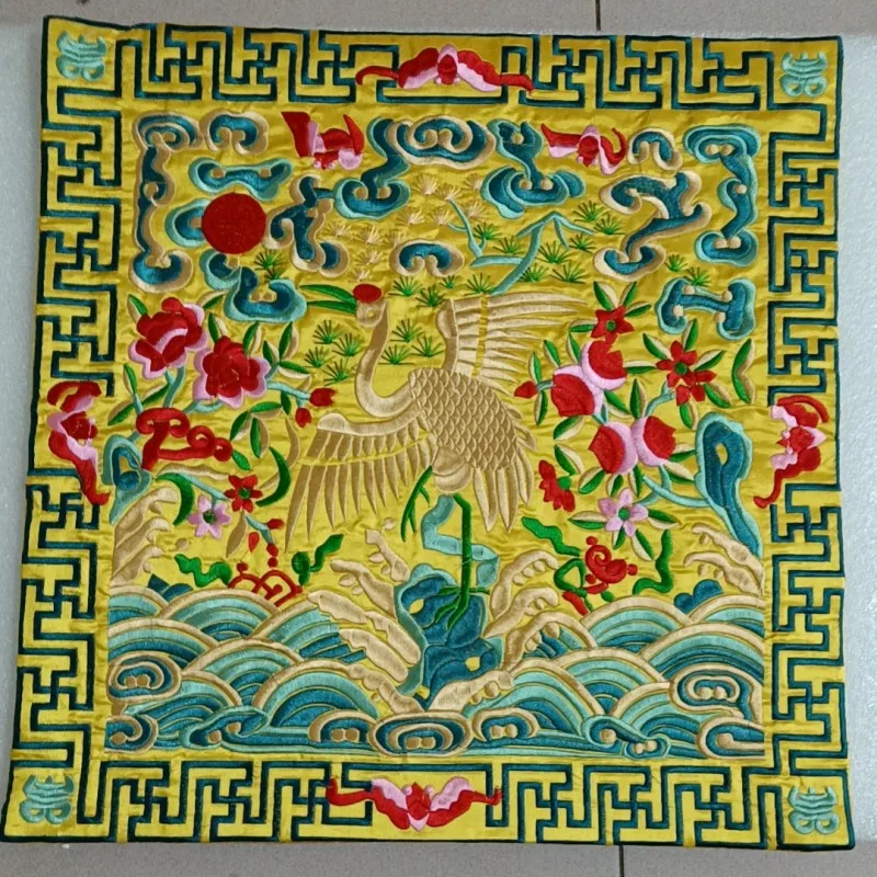 Chinese Embroidery Crane kylin Thin Seat Cushions Chair Pads Office Home Ethnic Couch Sit Mats Decoration 45x45x0.5cm