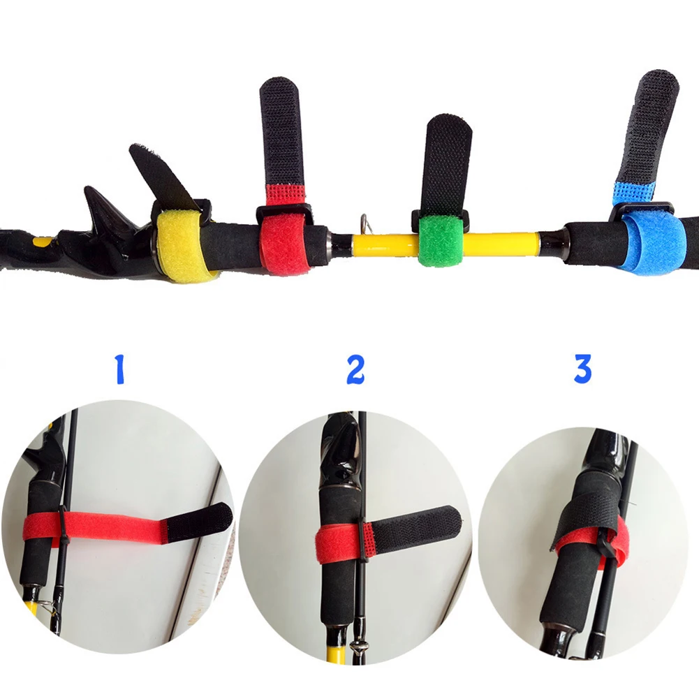 

For Fishing Trips/Everyday Use 10PCS Reusable Fishing Rod Straps Cable Ties Nylon Adjustable Multi-Purpose Organization