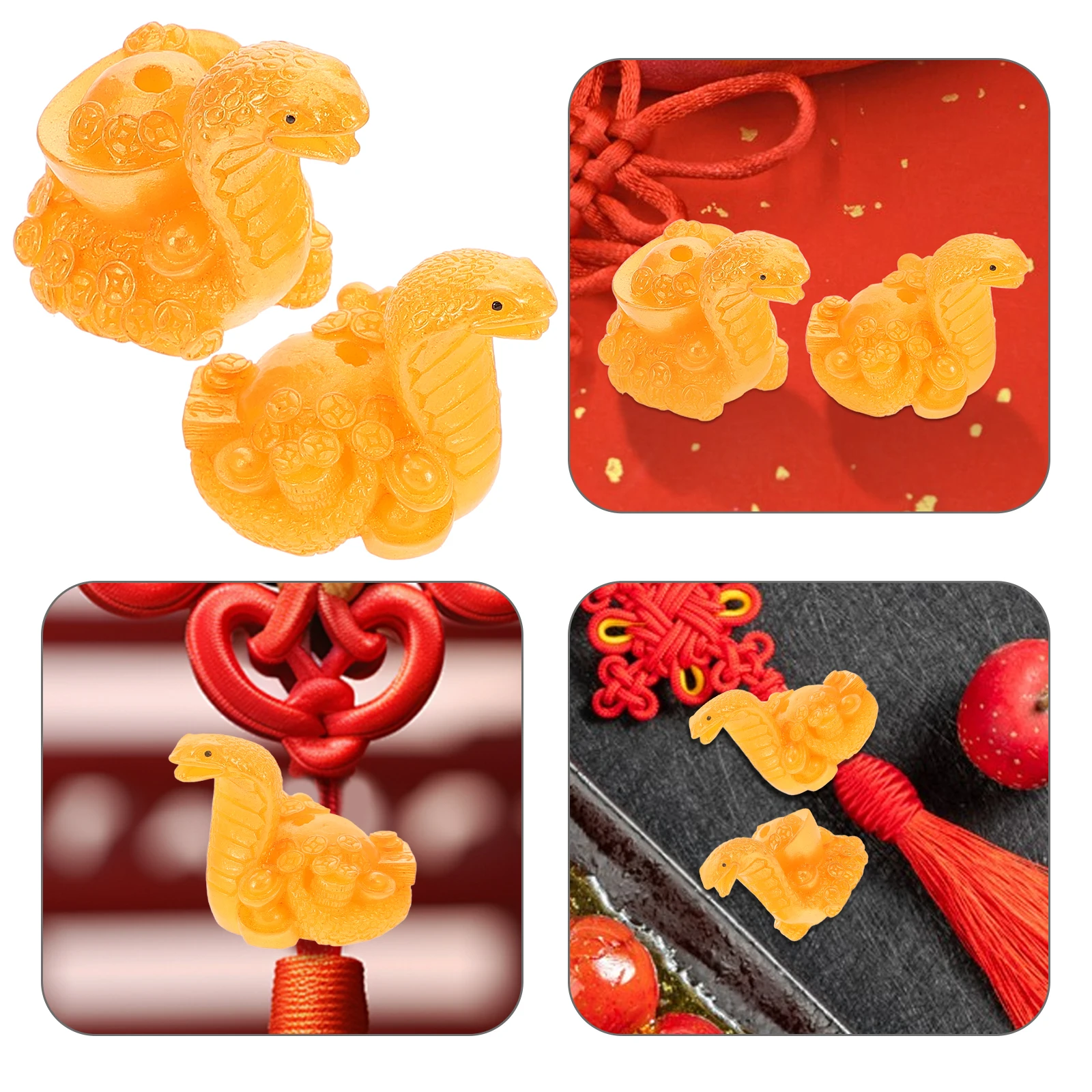 

10Pcs Snake Charms Resin Zodiac Animal Pendants Unique DIY Crafts Hanging Decorations Chinese New Year Accessories
