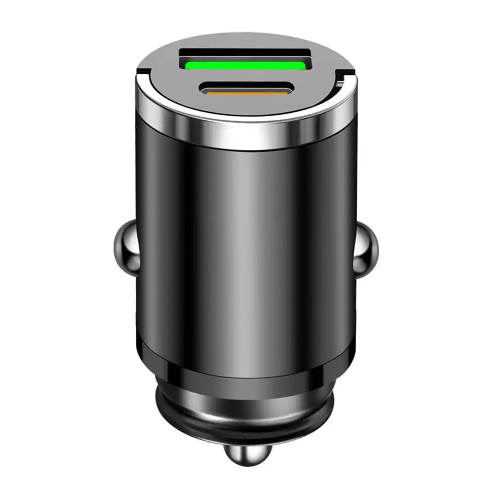30 واط سيارة ولاعة السجائر شاحن USB نوع C مهايئ شاحن سيارة المزدوج المعادن PD3.0 شحن USB سريع صغير M5Y5
