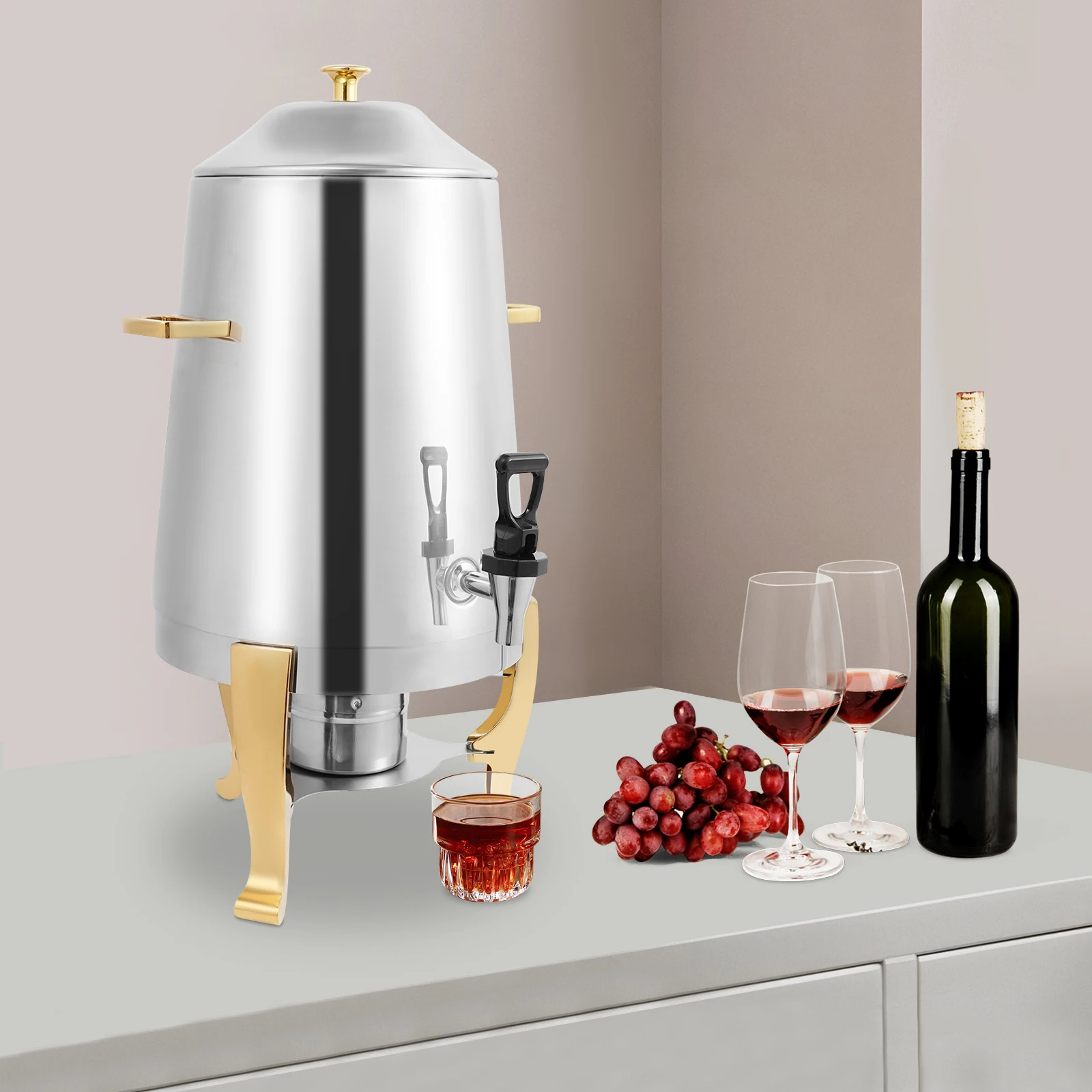 

3.43 Gal Hot Beverage Dispenser with Stable Tripod and Anti-scalding Handles for Holding Milk Coffee Juice Tea Soybean Milk