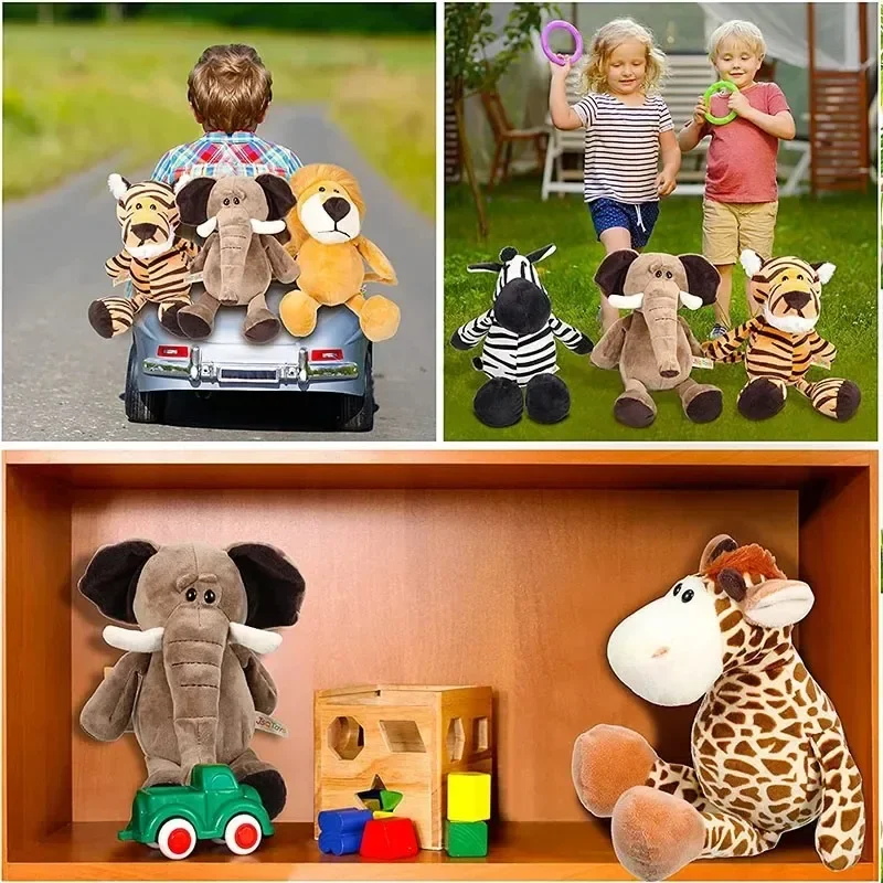 

25CM Kawaii Jungle Animal Plush Toys Forest Animal Plush Dog Zebra Elephant Lion Fox Giraffe Children's Toys Doll Birthday Gift