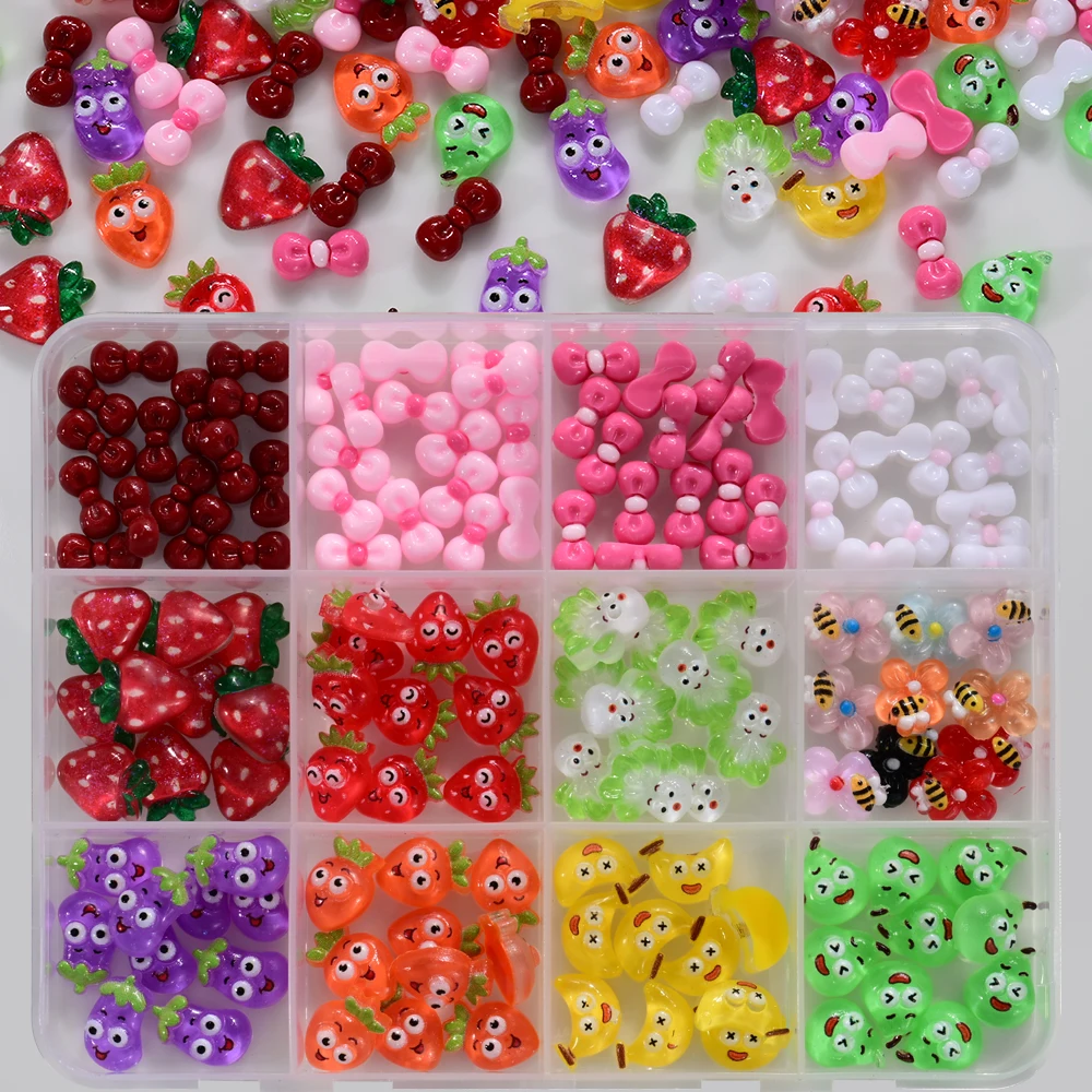 12Grids 3D Mini Leopard Print Bow Nail Charms Colorful Resin Bowknot Nail Art Decorations Kawaii Leopard Bowtie Nail Art Supplie