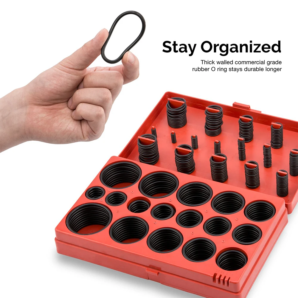 Rimoody 419 قطعة تشكيلة حلقات O مترية 32 مقاسات عالمية NBN Buna-N مجموعة حلقات دائرية من المطاط النتريل للزراعة والكاذب