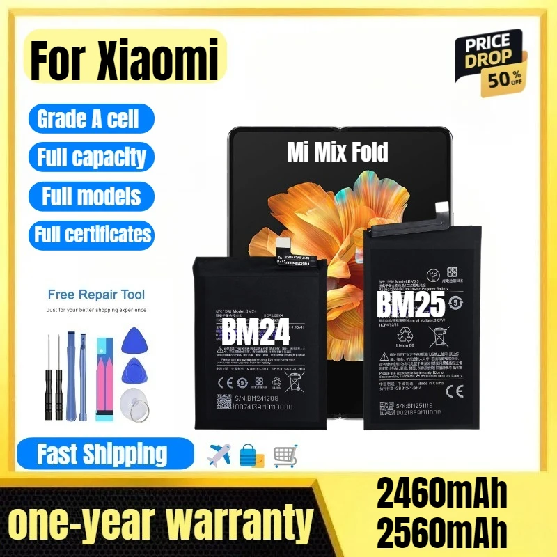 BM24/BM25 for Xiaomi Mi Mix Fold Phone Battery High Quality High Capacity Battery Replacement Bateria Grade A Cell with Tools