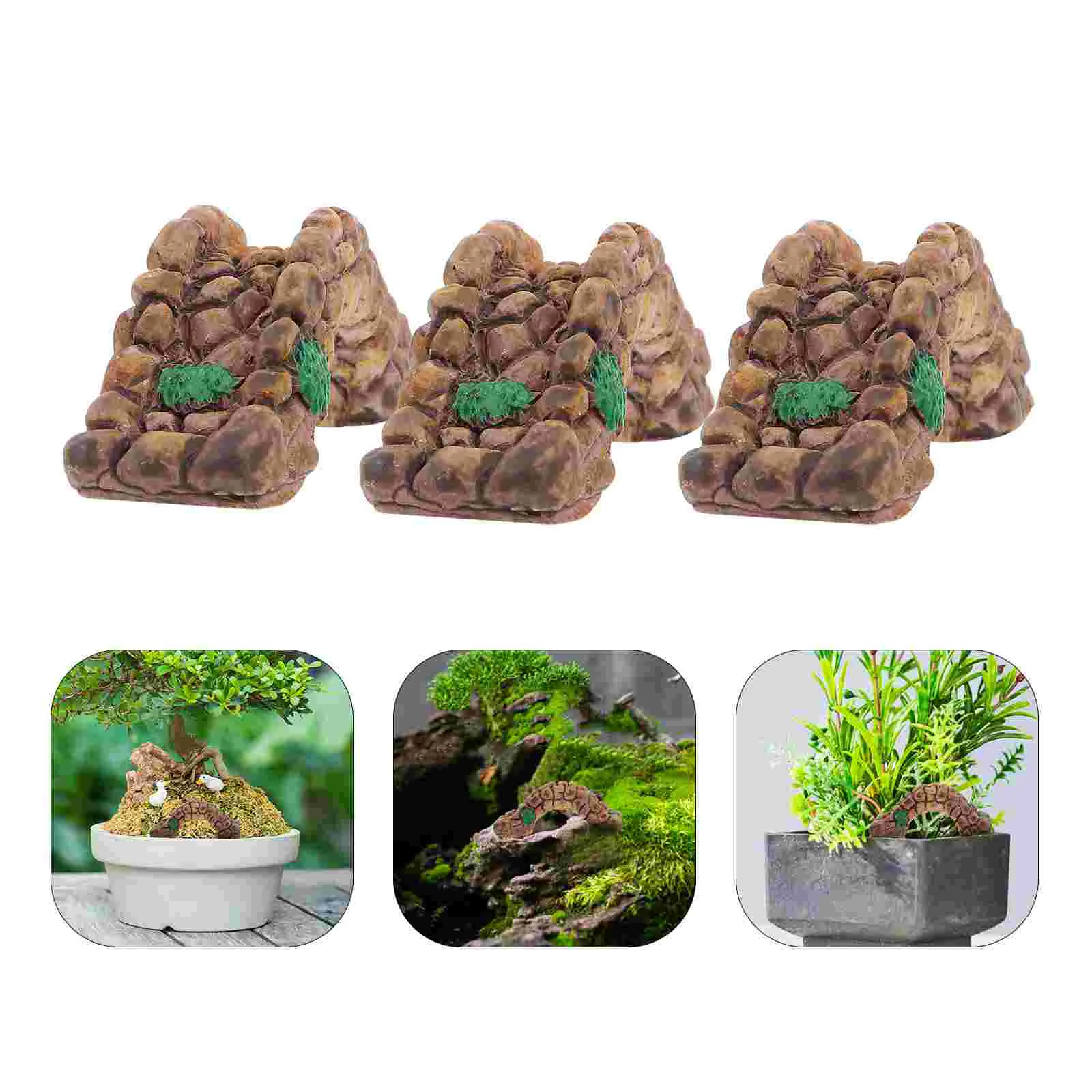 

6 Pcs Retro Resin Ornament Fish Tank Decor Landscape Bridge Statue Stone Figurines