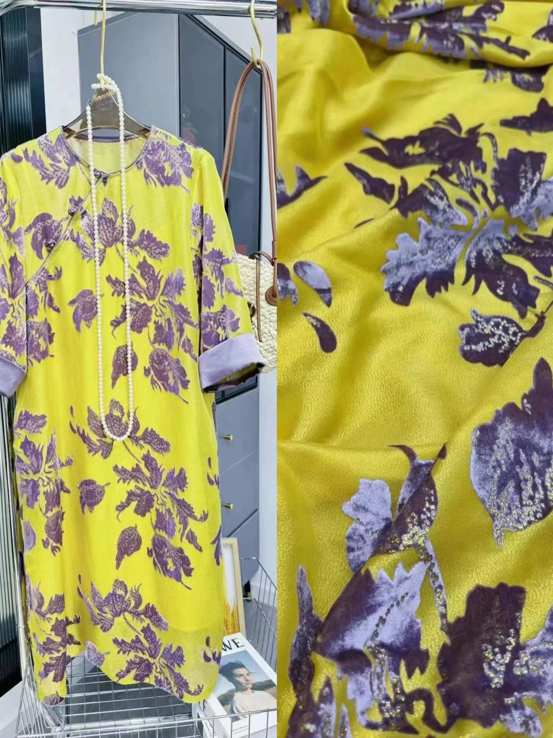 DIY real velvet cut flower velvet rotten flower silk fabric, cheongsam dress shirt mulberry silk high-end clothing