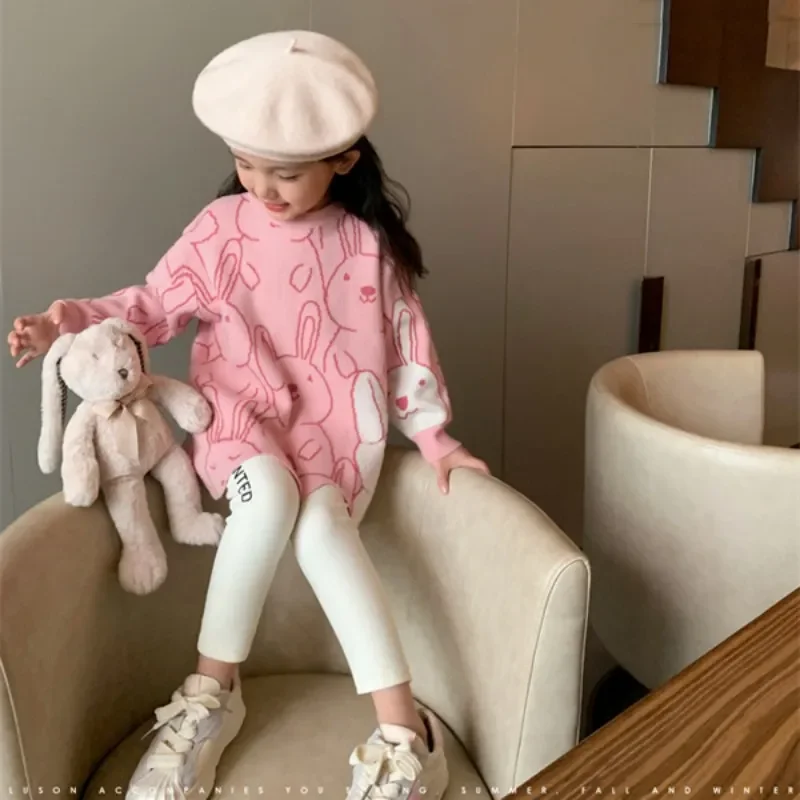 

Girls Sweater Wool Coat Knitwear 2022 Beautiful Thicken Warm Winter Autumn Windproof Cottons Children's Clothing