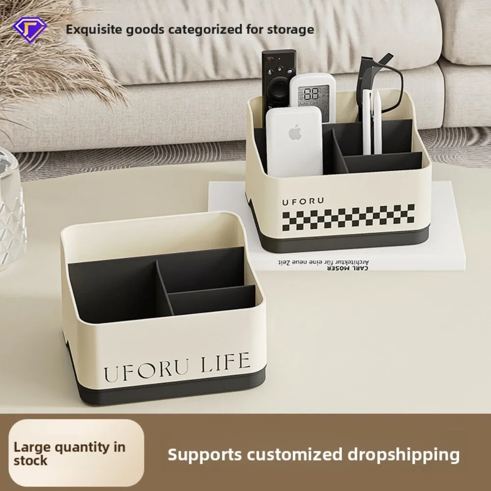 

Desktop Storage Box for Home Living Room Office Dormitory Remote Control Organizer with Compartments for Stationery Supplies