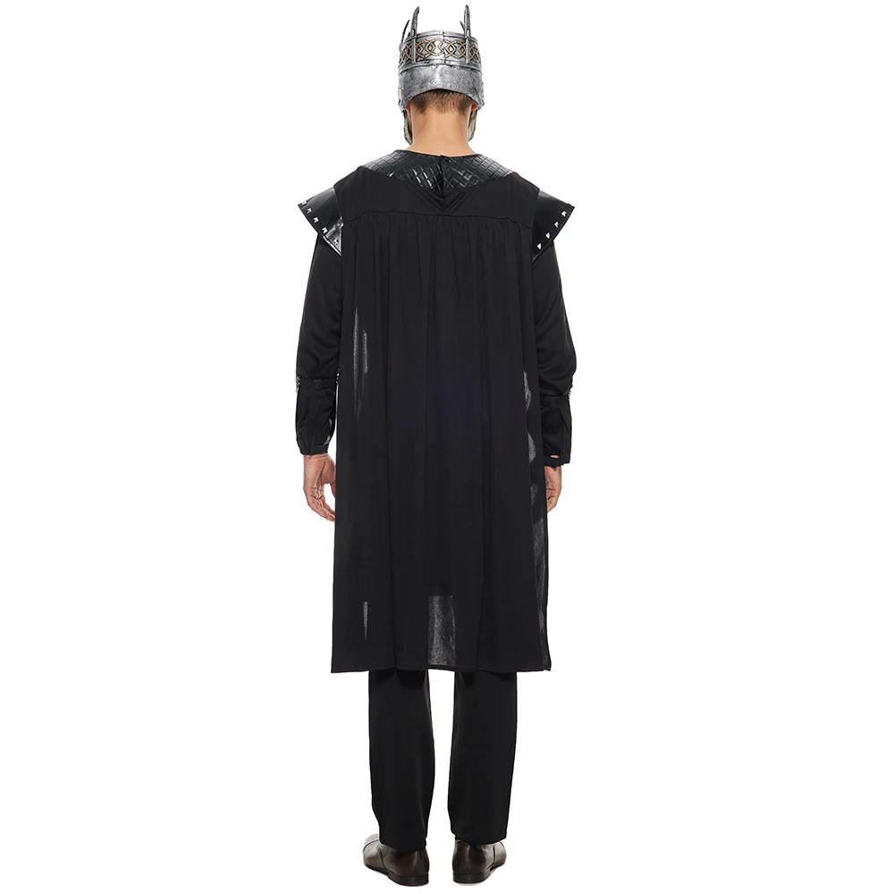 New Men Scary Skeleton King Halloween Costume Adult Evil Skull Knight Outfits with Headgear Carnival Easter Purim Fancy Dress